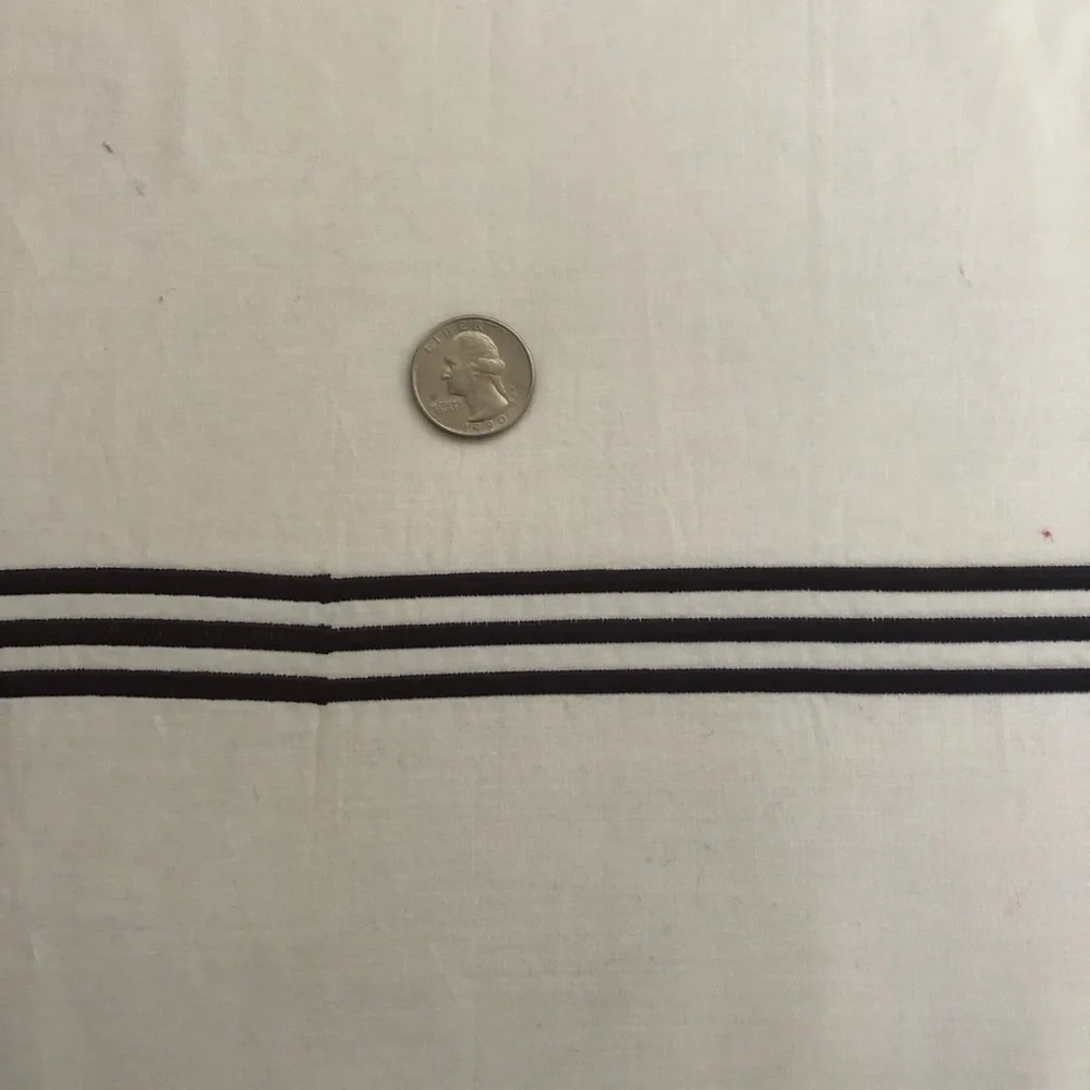 White Cotton Shower Curtain w/Embroidered Border & Custom Monogram “D” In Brown - Picture 11 of 13